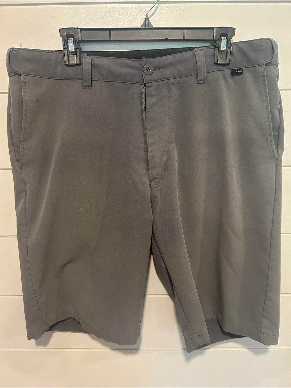 Travis Mathew Charcoal Gray Flat-Front Performance Shorts with Adjustable Waist